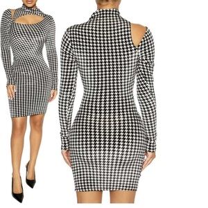 Naked Wardrobe black and white cutout dress